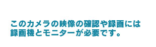 このタイプのカメラの映像を録画するには専用のレコーダーが必要です。