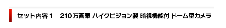 セット内容１　210万画素ハイクビジョン製　暗視機能付き防水防犯カメラ